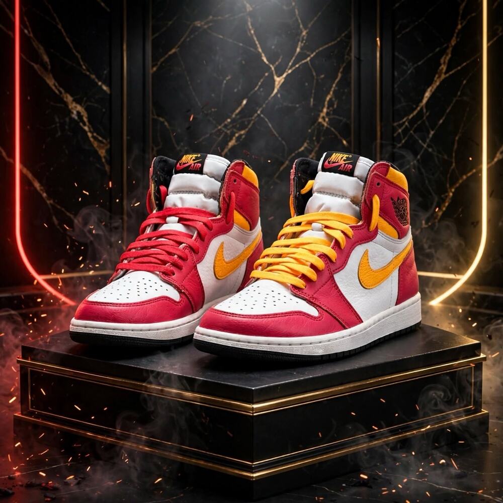Size 10 - Jordan 1 Retro High OG Light Fusion Red 555088-603 White Gold